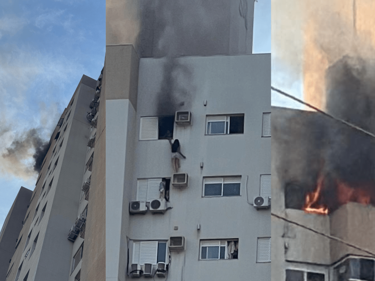 Mulher e criança se penduram em ar condicionado ao tentar fugir de incêndio  | CNN Brasil