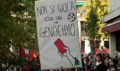 Manifestantes pró-Palestina ocupam ruas de Udine antes de Itália x Israel