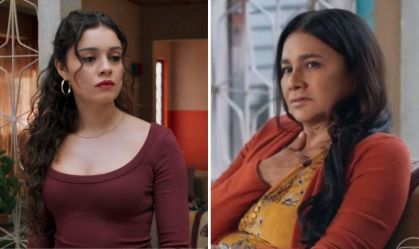 Gerluce (Sophie Charlotte) descobre que não há vestígio de medicação nos exames de Lígia (Dira Paes)