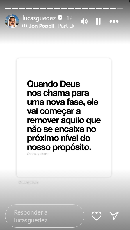 Lucas Guedez compartilha post misterioso • Instagram/ Lucas Guedez