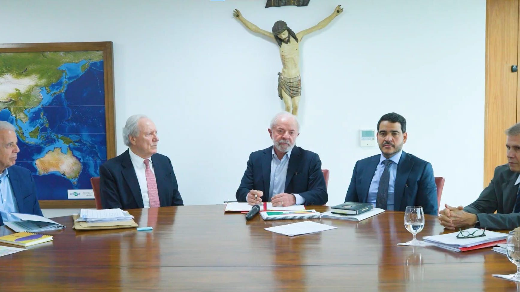 José Múcio Monteiro, Ricardo Lewandowski, Lula, Jorge Messias e Sidônio Palmeira
