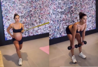 Na reta final da gravidez, Mariana Rios mostra barrigão em treino