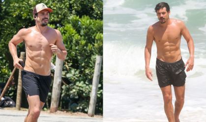 Nicolas Prattes aproveita dia de sol e se exercita em praia do Rio; veja