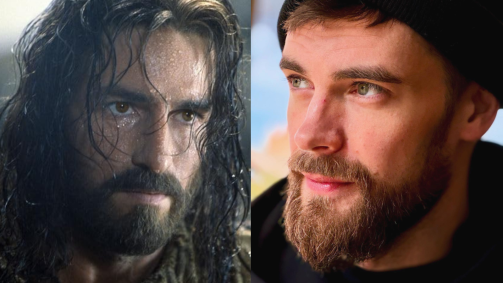 Jim Caviezel em "A Paixão de Cristo" (2004) e o novo ator de Jesus, Jaakko Ohtonen