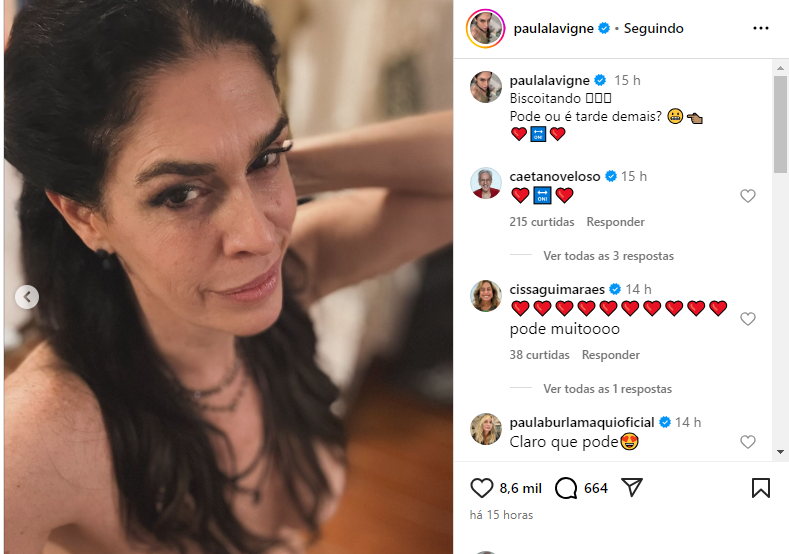 Paula Lavigne aparece com os cabelos sobre os seios e famosos elogiam • Reprodução/Instagram