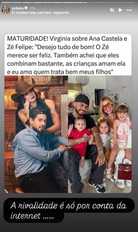 Poliana Rocha comentou suposta rivalidade entre Virginia e Ana Castela • Instagram/Poliana Rocha