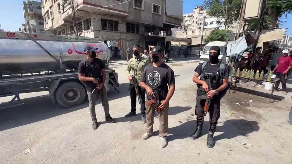 Integrantes da polícia do Hamas na Cidade de Gaza