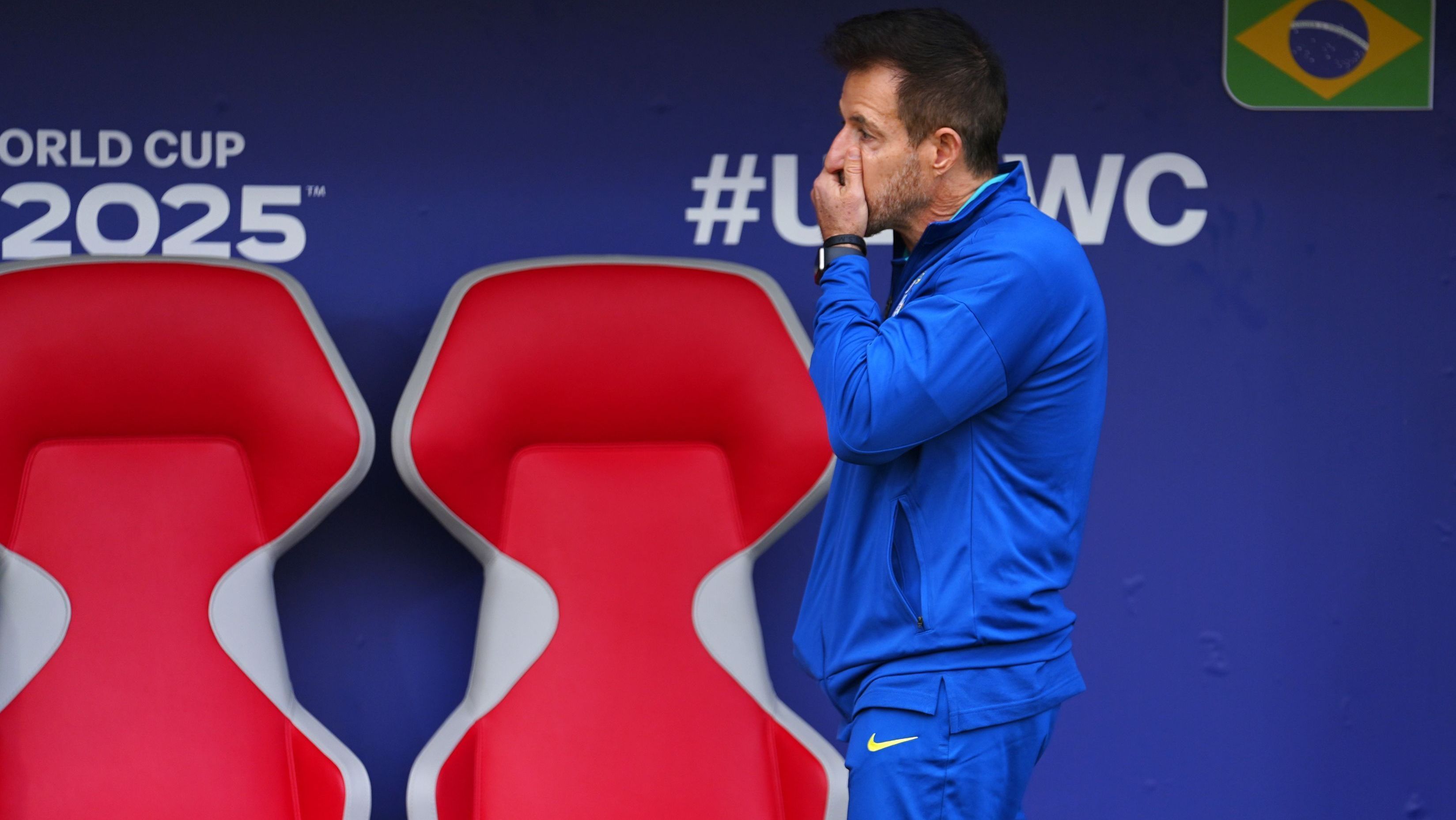 O técnico Ramon Menezes na derrota da Seleção Brasileira para a Espanha no Mundial Sub-20