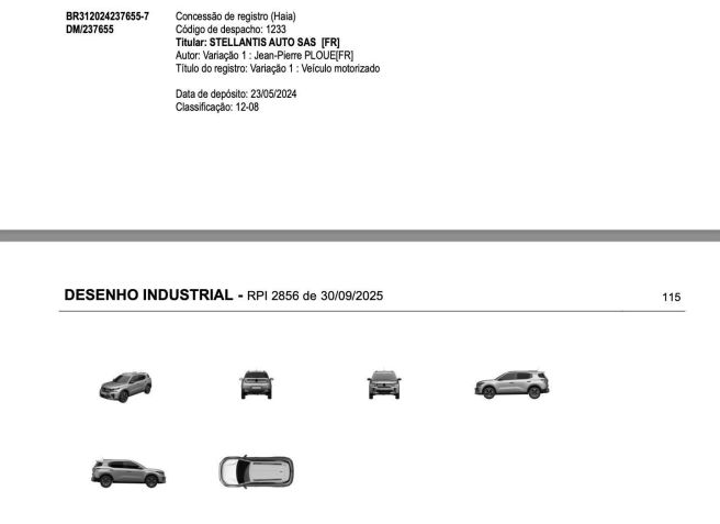 Citroën Aircross aparece em registros do INPI • INPI/Reprodução