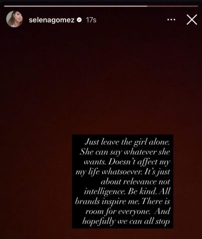Selena Gomez se pronuncia sobre rixa com Hailey Bieber • Instagram/Selena Gomez