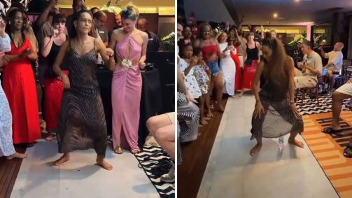 Taís Araújo dança na "boquinha da garrafa" em festa de "Vale Tudo"