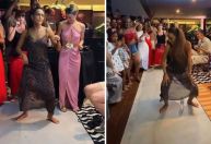 Taís Araújo dança e desce "na boquinha da garrafa" em festa de "Vale Tudo"