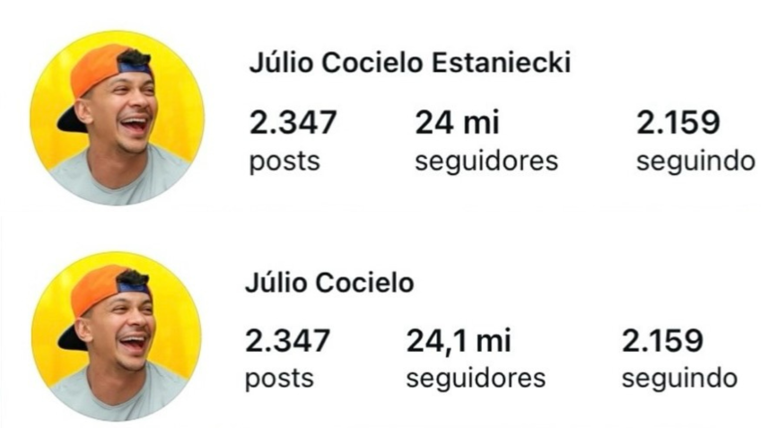 Júlio Cocielo tirou o sobrenome da ex esposa das redes • Reprodução/Instagram
