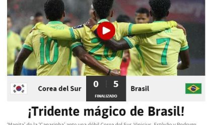 Jornal espanhol "As" destacou o trio ofensivo da Seleção Brasileira