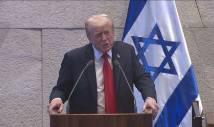 Presidente dos EUA, Donald Trump, discursando no Parlamento de Israel