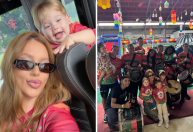 Virginia mostra caçula encantado com passistas mirins da Grande Rio