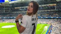 Virginia vai a jogo do Real Madrid com a camisa de Vini Jr; veja