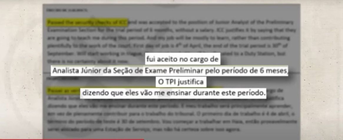 Mensagens mostram que ele avisou superiores sobre trabalho TPI • Reprodução CNN
