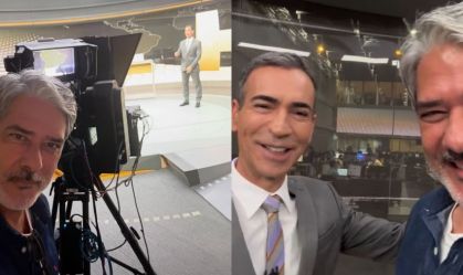 William Bonner "invade" jornal e Tralli brinca: "Pediu autorização?"