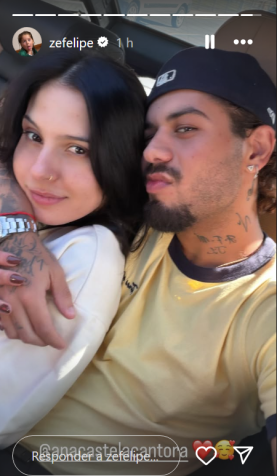 Ze Felipe posta agarrado em Ana Castela • Instagram/ Ze Felipe