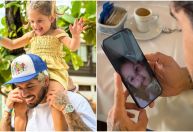 Zé Felipe comemora aniversário de Maria Flor por chamada de vídeo