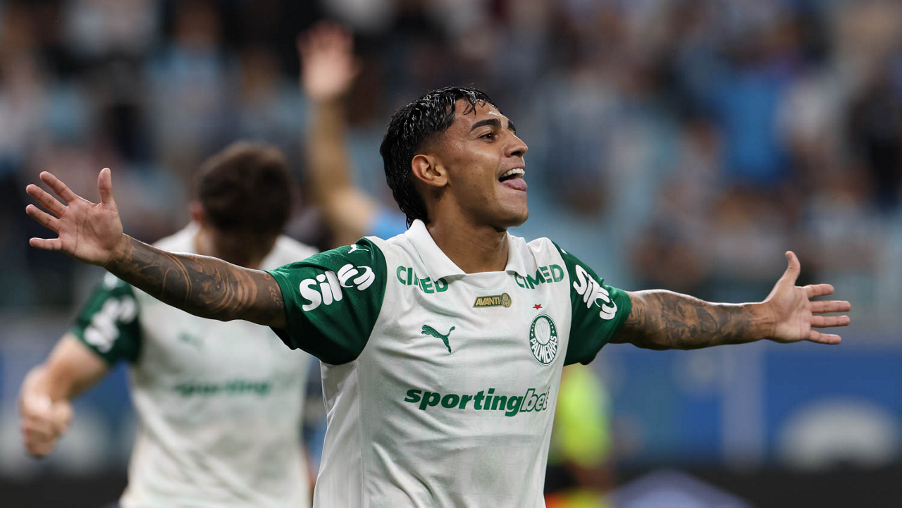 Facundo Torres na comemoração do gol do Palmeiras