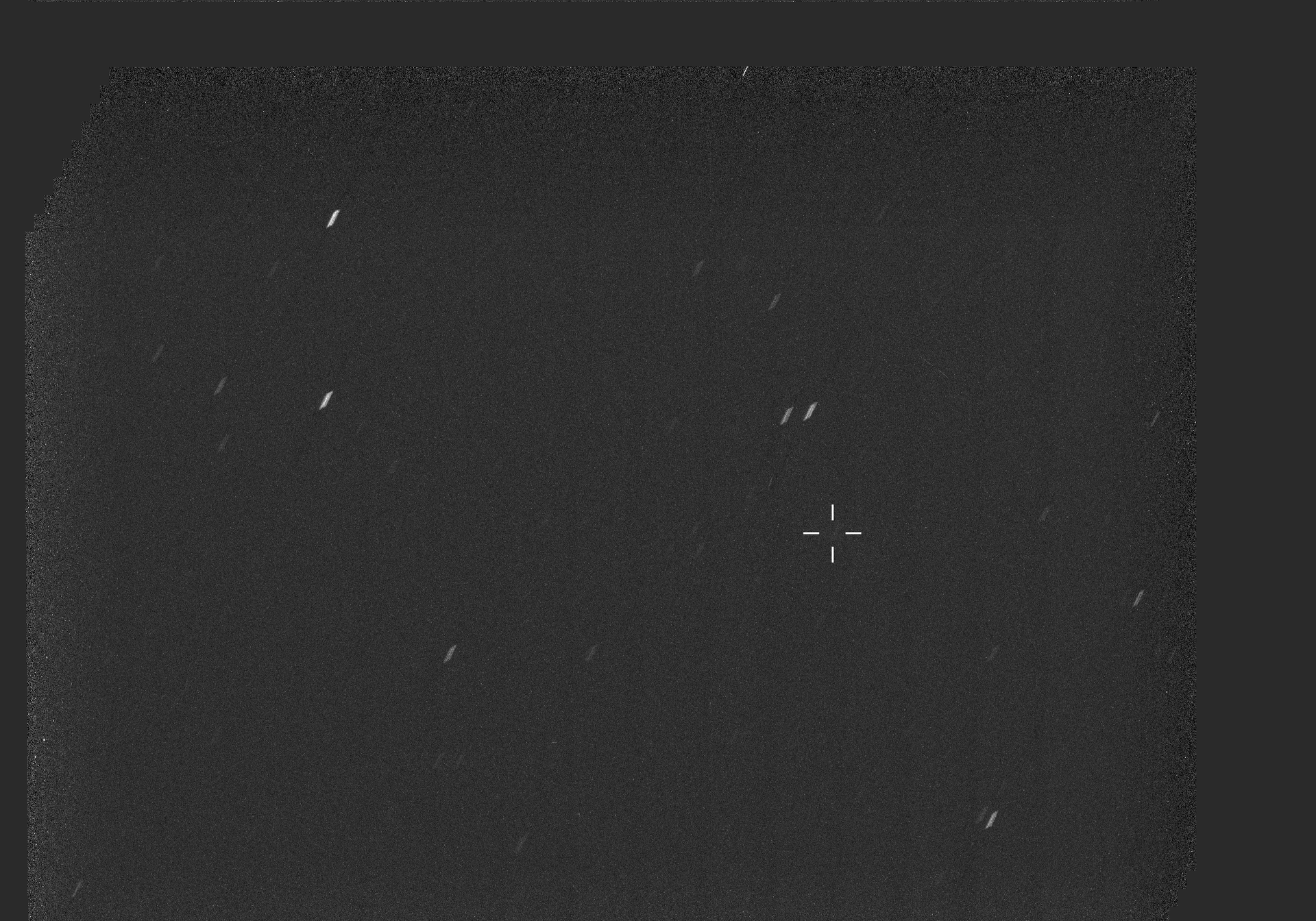 Na perspectiva do rover Perseverance em 4 de outubro, o aglomerado 3I/ATLAS aparece como uma mancha tênue contra um fundo de estrelas • NASA/JPL-Caltech/ASU/MSSS