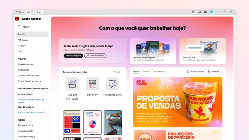Ambiente do Acrobat Studio, apresentado pela Adobe • Divulgação/Adobe