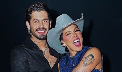 Ana Castela e Zé Felipe se beijam em gravação de Natal do SBT; veja fotos