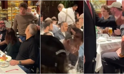 Charles Leclerc, Lewis Hamilton e Oscar Piastri em churrascaria em São Paulo