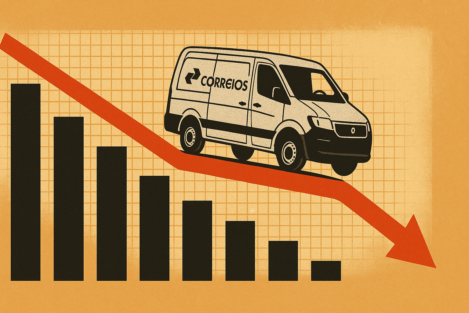 Van dos Correios em gráfico decrescente