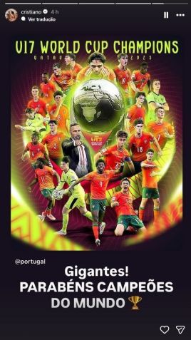 Cristiano Ronaldo mandou uma mensagem para as jovens promessas do país • Reprodução