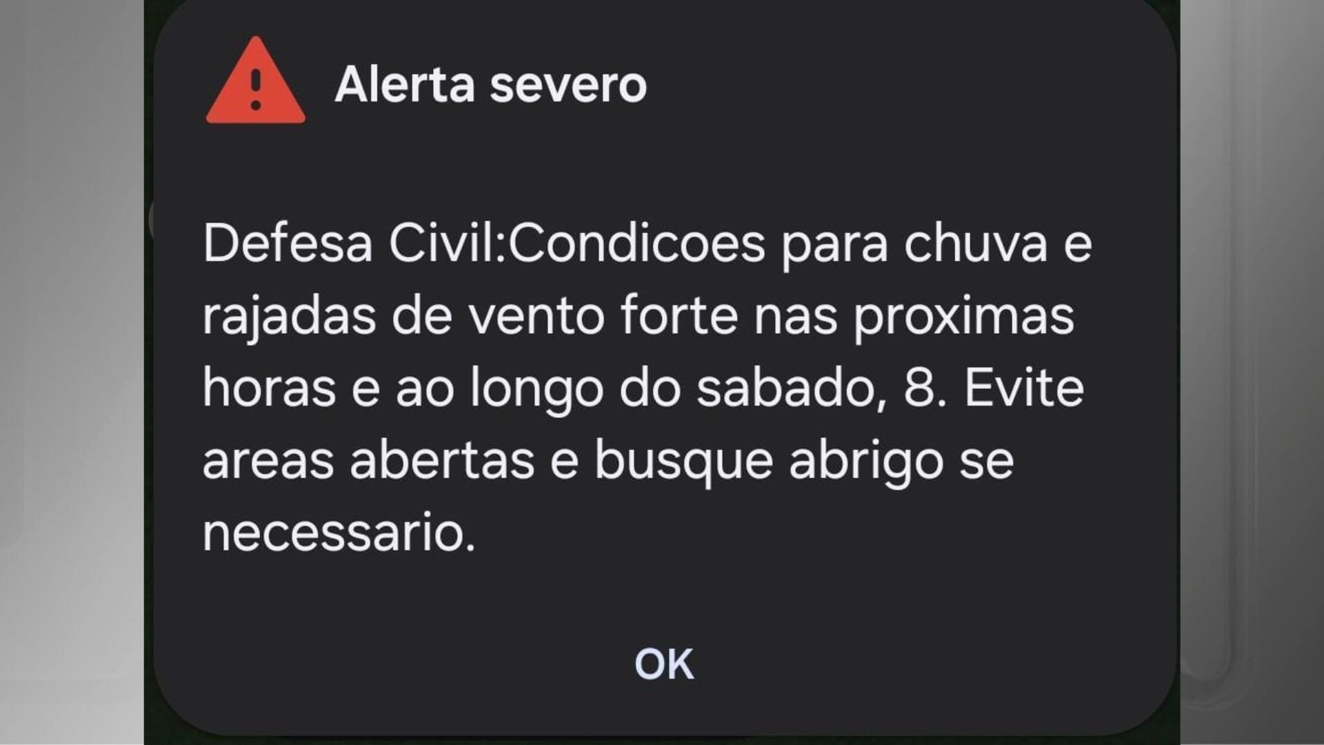 Imagem de destaque do post: SP: Defesa Civil envia alerta severo para chuva forte e rajadas de vento