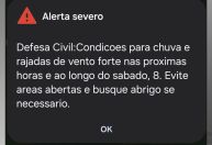 SP: Defesa Civil envia alerta severo para chuva forte e rajadas de vento