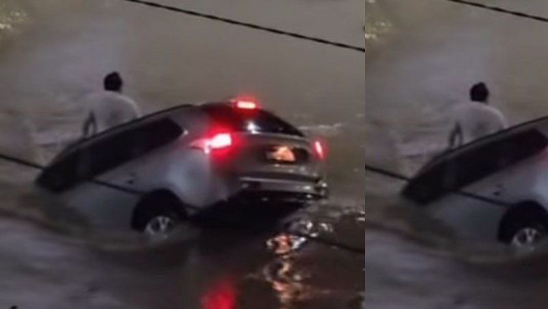 Carro é arrastado por chuva no Sudoeste da Bahia