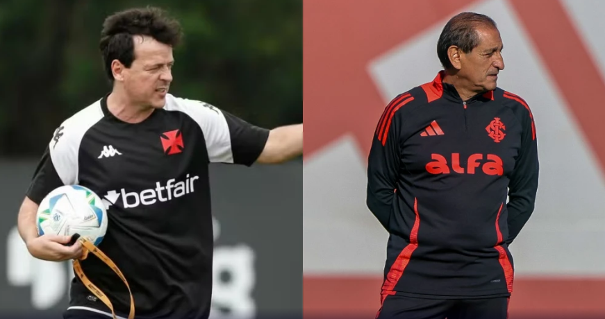 Fernando Diniz, técnico do Vasco, e Ramón Díaz, treinador do Internacional
