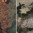 Imagens de satélite mostram antes e depois de tornado no Paraná