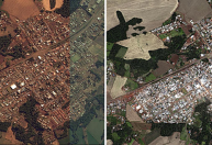 Imagens de satélite mostram antes e depois de tornado no Paraná