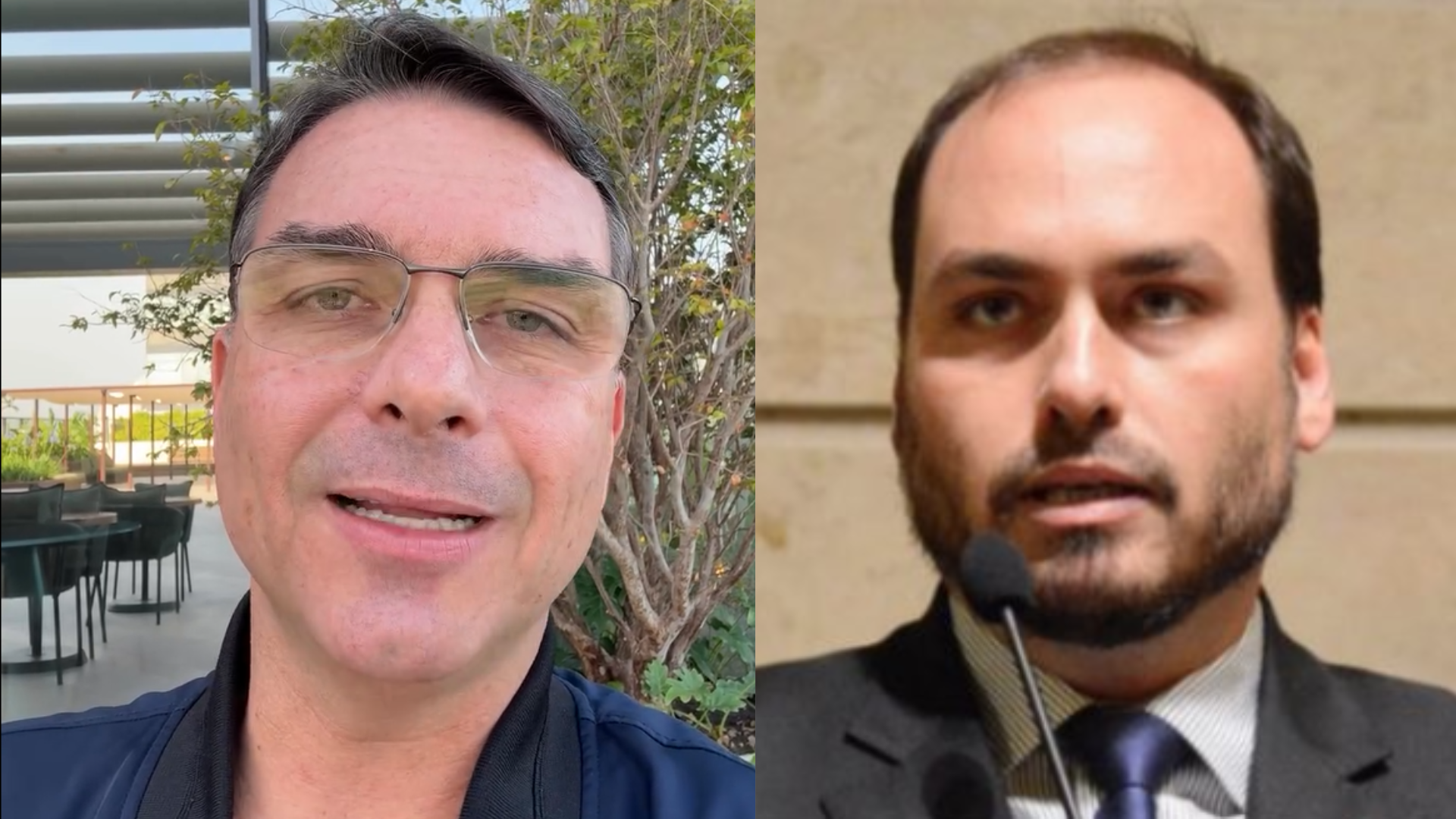 O senador Flávio Bolsonaro (PL-RJ) e seu irmão, Carlos Bolsonaro, vereador pelo Rio de Janeiro (PL)