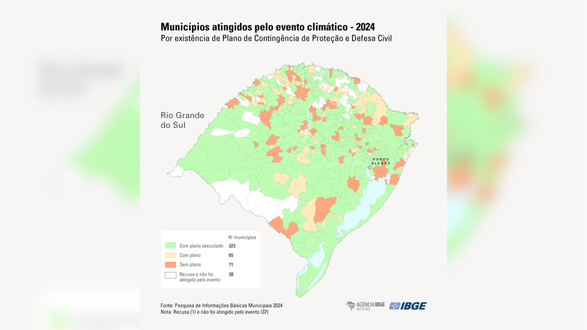 Mais de 90% do estado foi afetado pelo evento climático de 2024 • Reprodução/IBGE