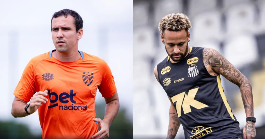 Pablo, do Sport, e Neymar, do Santos, em treinamentos