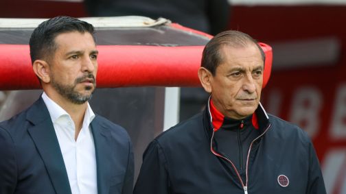 Emiliano Díaz e Ramón Díaz durante Internacional x Bahia