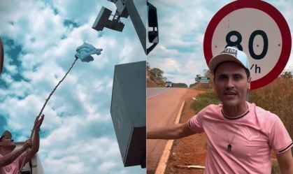 Senador Cleitinho cobre radar de estrada com camiseta; veja vídeo