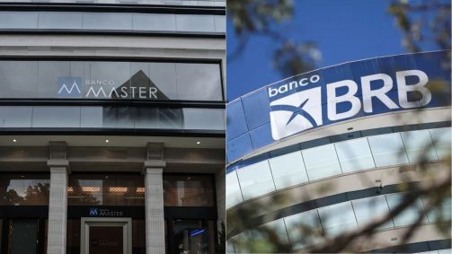Fachadas do Banco Master e do BRB (Banco de Brasília)