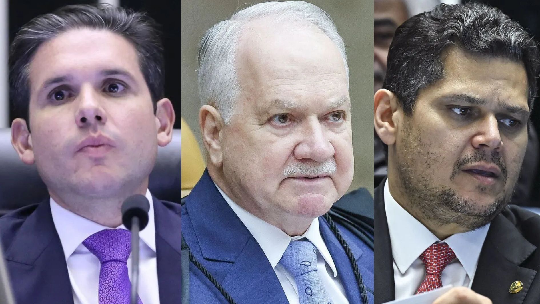 Hugo Motta, Edson Fachin e Davi Alcolumbre