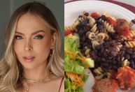 Tata Estaniecki come macarronada com feijão preto: “Minha comida favorita”