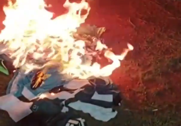 Torcedor queima coleção de camisas do Goiás