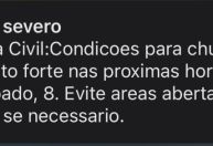 SP: Defesa Civil envia alerta severo para chuva forte e rajadas de vento