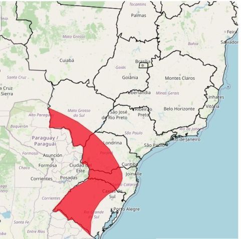 Áreas de perigo de chuva no fim de semana • Reprodução/Inmet