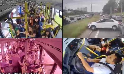 Ônibus desgovernado: imagens mostram momento de acidente na Raposo Tavares